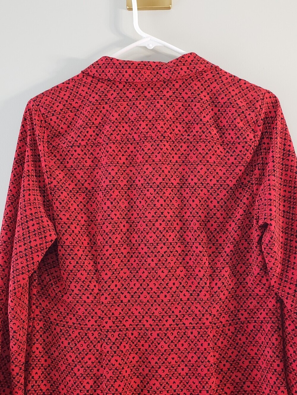 The Limited Ashton Shirtdress Small Red Black Geometric Print Roll Tab Sleeves - Picture 6 of 16